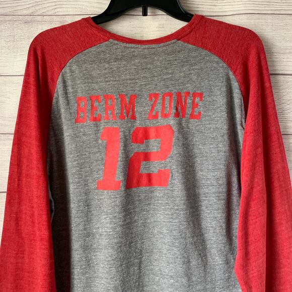 Adidas Heathered Gray Red Nebraska Cornhusker BERM ZONE Baseball Raglan Shirt L - Picture 7 of 10